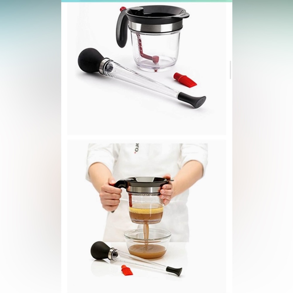Cuisipro 4 cup Fat Separator and 3-in-1 Baster Holiday Roasting Set Gravy Turkey